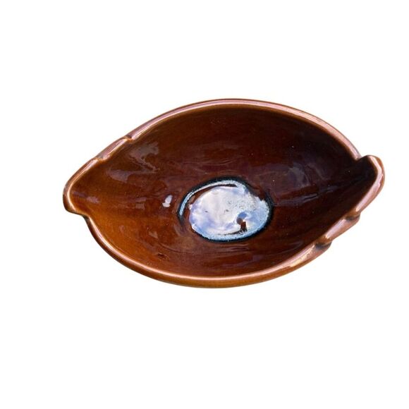 Vintage Frankoma Brown Ceramic Planter Swoosh Detail - Picture 4 of 5